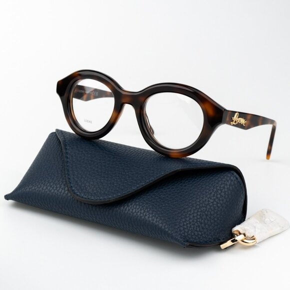 NEW Loewe LW50048I CURVY 052 Shiny Dark Havana Round Unisex Eyeglasses - Picture 2 of 10
